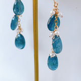 カイヤナイトと淡水パールのピアス