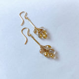 ルチルクォーツのバーチェーンピアス