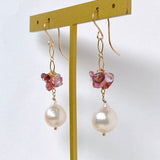 Akoya baroque and spinel bouquet earrings