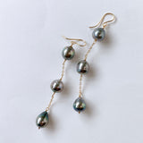 Three long South Sea pearl earrings 