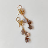 Chocolate moonstone and natural zircon earrings