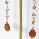 Golden shine moonstone and natural zircon earrings 