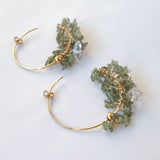 モルダバイトとハーキマークォーツのフープピアス