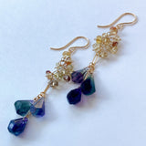 フローライトとナチュラルジルコンのピアス