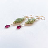 グリーンジャスパーとロードライトガーネットのピアス