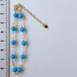 スリーピングビューティーターコイズの丸玉ステーションブレスレット