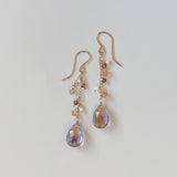 アメトリンと小粒天然石のロングピアス