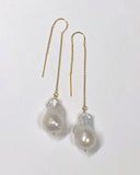 オイスターバロックパールの一粒フックチェーンピアス