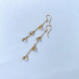 ルチルクォーツの3連ピアス