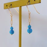 スリーピングビューティーターコイズの丸玉ダブルピアス