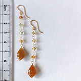 Golden shine moonstone and natural zircon earrings 