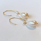 Single large drop freshwater pearl earrings 