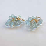 アクアマリンのボンボンピアス