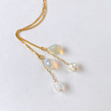 オパールのラウンド&ドロップアメリカンピアス