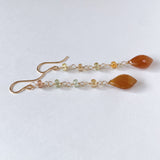 Golden shine moonstone and natural zircon earrings 