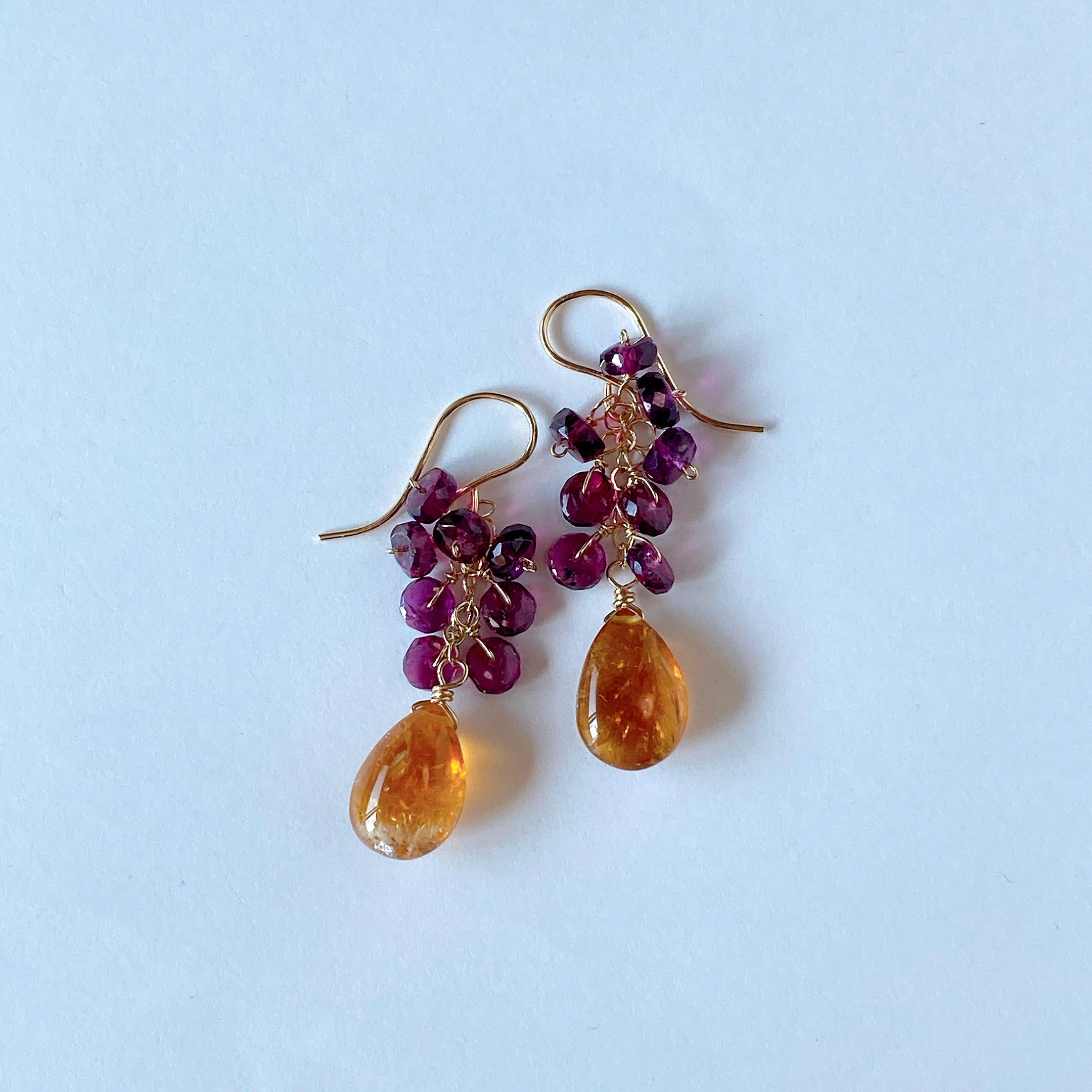 ブランデーシトリン♦︎バイカラー✴︎14kgfピアスP277