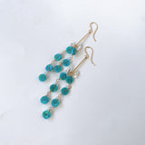 ソノランターコイズとアコヤケシパールのロングピアス