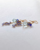 Large aquamarine and tanzanite long earrings