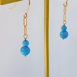 スリーピングビューティーターコイズの丸玉ダブルピアス