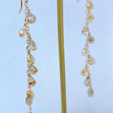 ルチルクォーツのシャンデリアピアス