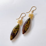 Fruit jasper and yellow aquamarine bouquet earrings