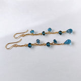 ロンドンブルートパーズのシャンデリアロングピアス