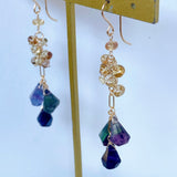 フローライトとナチュラルジルコンのピアス