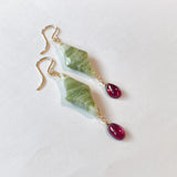 グリーンジャスパーとロードライトガーネットのピアス