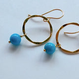 スリーピングビューティーターコイズの丸玉リングピアス