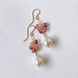 Akoya baroque and spinel bouquet earrings