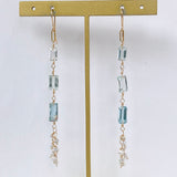 アクアマリンとアコヤケシパールのロングピアス