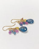 コンケーブカット ロンドンブルートパーズ とサファイアのブーケピアス