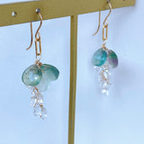 フローライトと両剣水晶のピアス