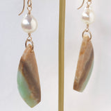 オパライズドウッドとアコヤパールのピアス5-31