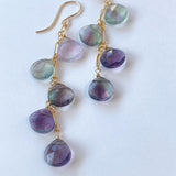 フローライトの五連ロングピアス　パープル