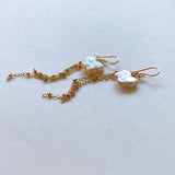 Butterfly pearl chain fringe earrings 