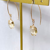 コンケーブオクタゴンカットシトリンの一粒ピアス