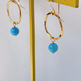 スリーピングビューティーターコイズの丸玉リングピアス