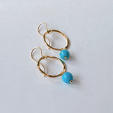 スリーピングビューティーターコイズの丸玉リングピアス