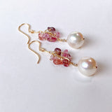 Akoya baroque and spinel bouquet earrings