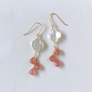 Peruvian rhodochrosite and mother-of-pearl earrings 