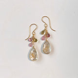 ゴールデンルチルクォーツとトルマリンのピアス