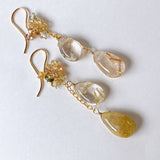 golden rutilated quartz and zircon earrings