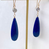 大きなラピスラズリとラブラドライトのピアス