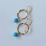 スリーピングビューティーターコイズの丸玉リングピアス