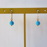 スリーピングビューティーターコイズの一粒丸玉ピアス