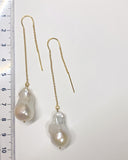 オイスターバロックパールの一粒フックチェーンピアス