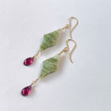 グリーンジャスパーとロードライトガーネットのピアス