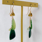 Green earrings with malachite, serpentine and petrol tourmaline