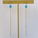 スリーピングビューティーターコイズの丸玉アメリカンピアス